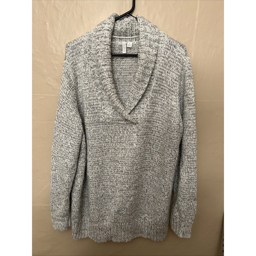 relativity 3X White‎ Black V Neck Collared Sweater Sparks